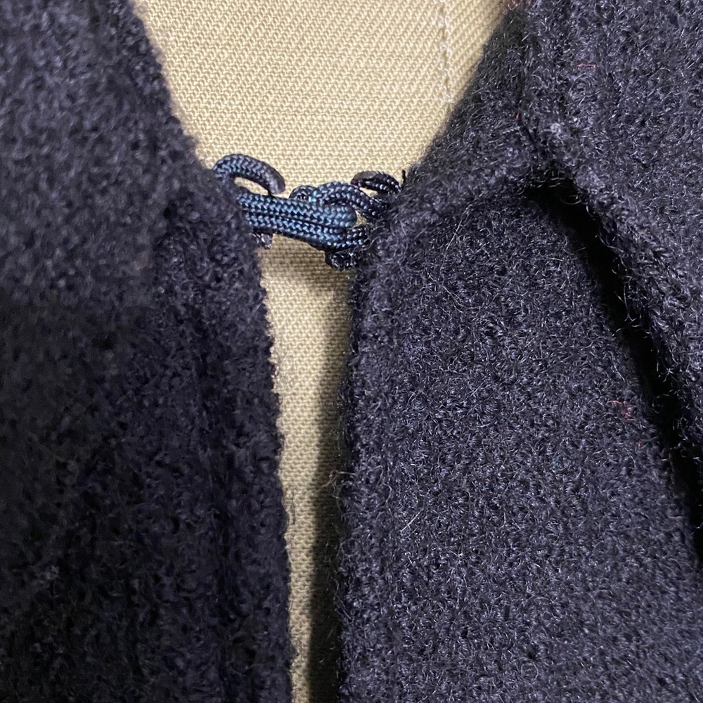 Alison Sheri Elegant Black Women's Boiled Wool Sweater Wide Collar Details XL - Picture 7 of 14